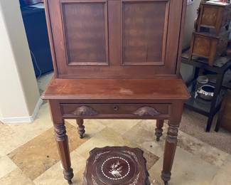Fall Front Secretary Desk And Side Table