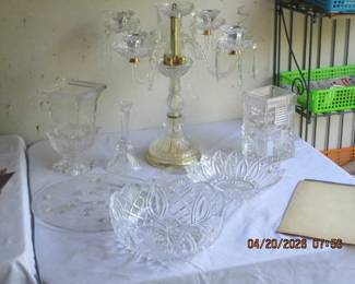 MISC CRYSTAL INCLUDING WATERFORD, HAND CRAFTED ROMANIA CANDELABRA