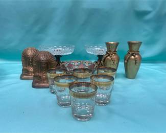 Array Of Vintage Brass  Glass  More