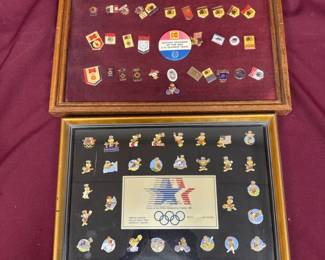Framed Olympic Pin Collection