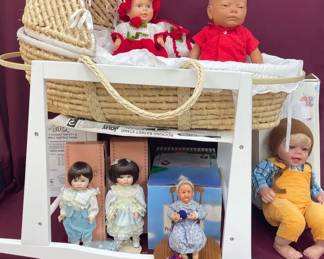 Moses Basket W Rocking Stand  Various Vtg Dolls