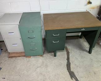 129-BASE: MC Desk and 2 Filing Cabinets