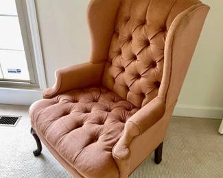 038-MM: Pink Velvet Wingback Chair