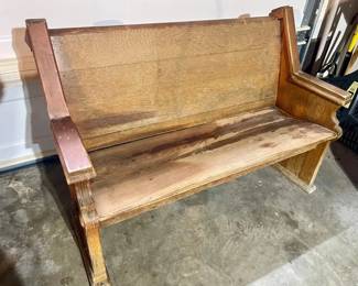 103-JM: Antique Wooden Church Pew