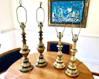 056-DR: Double Pair of Vintage Brass Lamps