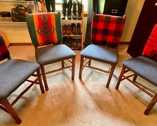 101-JM: 4 Rustic Old Hickory Log Chairs