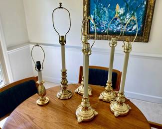 057-DR: 6 Brass Candlestick Lamps
