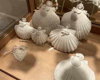 Margaret Furlong shell angel ornaments handcrafted from porcelain bisque