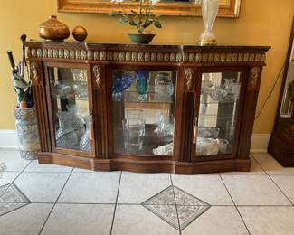 Stunning entry foyer hall showcase featuring two glass doors  72”x41”x17” 