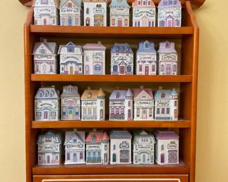 Vintage 1989 Lenox 24-piece spice VILLAGE jar set with original display rack