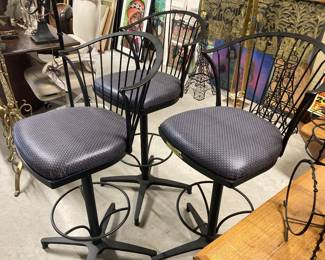 Three Midcentury barstools by Woodard newly painted, and recovered