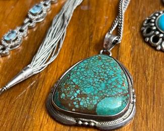 Amazing large turquoise pendant