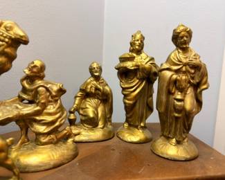 Gold Nativity Three Wise Men Kings Camel Figures Christmas Manger Scene Holiday Display Decoration Collectible