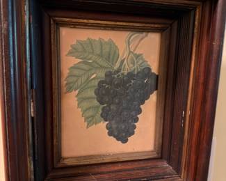 Framed Botanical Print Grapes Vine Walnut Shadow Box Frame Vintage Still Life Wall Art