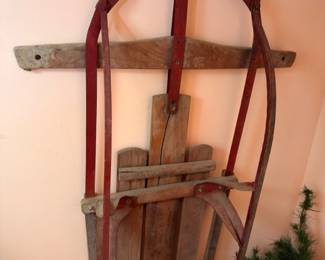 Antique Wood Metal Runner Sled Vintage Winter Snow Sled Wall Decor Primitive Country Farmhouse Holiday Decoration Collectible