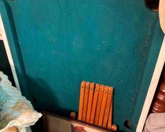 Vintage Folding Card Table Teal Green Top Wood Legs Game Table Household Furniture