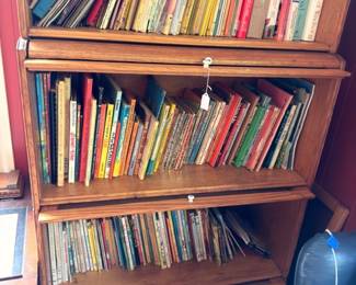Antique Dark Wood Bookcase Four Shelves Packed Books Vintage Wooden Bookshelf Library Furniture