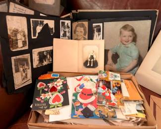 Vintage Photo Albums Old Photographs Christmas Cards Child Portrait Black White Photos Ephemera Scrapbook Collection