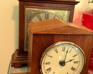 Antique Mantel Clock Wood Case Brass Handle Roman Numeral Dial Ornate Face Plate Bracket Clock Vintage Shelf Clock Timepiece Collectible