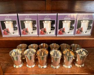 Sheridan Silver Plate Mint Julep Cups New In Box Plus Loose Set Vintage Barware Kentucky Derby