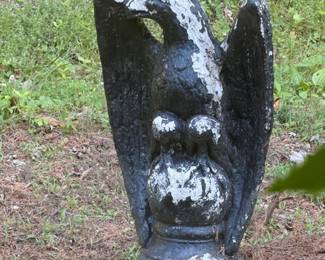 Concrete Garden Angel Statue Weathered Patina Outdoor Yard Statuary Decor