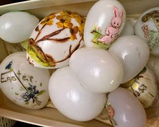 Hand Painted Porcelain Easter Eggs Collection Bunny Floral Designs Vintage Spring Holiday Decor Lot