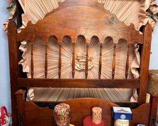 Antique Wood Spindle Headboard Vintage Advertising Tin Collection Coca-Cola Tin Decorative Tins Storage Canisters Estate Lot Collectible
