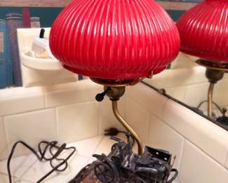 Cranberry Red Glass Double Globe Parlor Lamp Victorian Style Brass Marble Base Antique Lighting Gone With The Wind Lamp Collectible