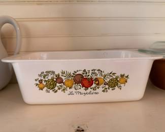 Corning Ware Spice of Life La Marjolaine Casserole Dish Vegetable Herb Pattern Vintage Kitchen Bakeware