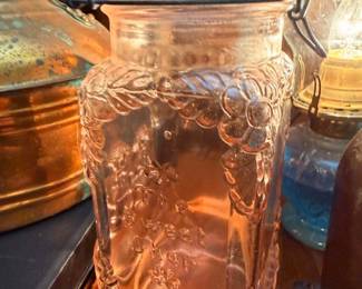 Large Clear Glass Canning Jar Wire Bail Closure Glass Lid Antique Preserving Jar Vintage Farmhouse Kitchen Storage Collectible