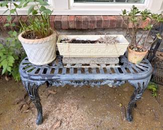 Cast Iron Paw Foot Garden Bench Table Ceramic Planters Potted Plants Porch Outdoor Decor Lot