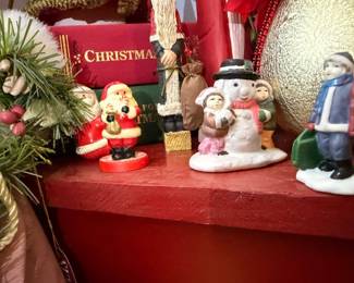 Christmas Figurines Collection Santa Snowman Family Hummel Style Boy Figure Holiday Display Ceramic Figures Collectible Lot