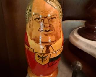 Large Russian Nesting Doll Matryoshka Hand Painted Military Figure Vintage Folk Art Collectible Wood Stacking Dolls