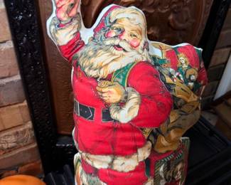 Vintage Die Cut Cardboard Santa Claus Figure Waving Christmas Decoration Lithograph Print Standing Display Holiday Decor Collectible
