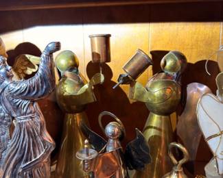 Brass Copper Silver Metal Angel Figurines Collection Various Sizes Musical Instruments Candle Holders Christmas Holiday Decor Collectible