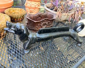 Cast Iron Dachshund Dog Boot Scraper Doorstop Garden Decor Terra Cotta Planters Pots Outdoor Lot