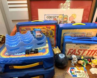 Kenner Fast 111s Toy Car Carrying Case Magic 8 Ball County Fair Framed Print Vintage Figurines Retro Toys Collectible Lot