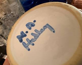 M.A. Hadley Pottery Signature Maker Mark Blue Hand Painted Louisville Kentucky Stoneware Collectible