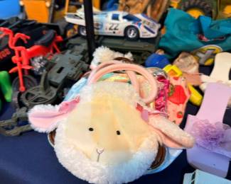 Stuffed Lamb Plush Toy Die Cast Cars Police Car Assorted Vintage Toys Retro Childrens Playthings Collectible Lot