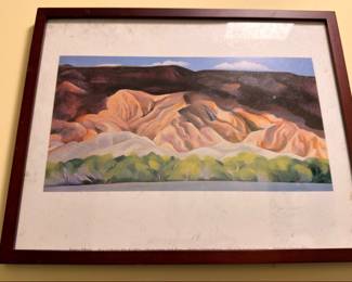 Framed Landscape Painting Desert Hills Green Brush Mountains Companion Piece Dark Wood Frame Southwestern Art Vintage Original Painting Wall Decor