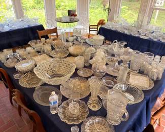 Huge Crystal Cut Glass Collection Table Display Bowls Vases Pitchers Plates Candy Dishes Brilliant Cut Lot