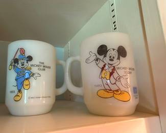 Vintage Disney Mickey Mouse Club Mugs Walt Disney Productions 1955 1980 Coffee Cups Disneyana Collectible