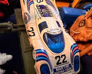 Vintage Martini Racing Team Number 22 Race Car Toy Porsche Style Tin Litho Toy Car Retro Collectible