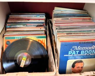Vintage Vinyl LP Record Collection Boxes Pat Boone Stereo Albums 33 RPM Records Estate Lot Music Collectible