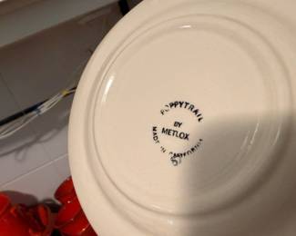 Poppytrail by Metlox California Pottery Backstamp Close Up White Dinnerware Maker Mark Detail