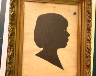 Antique Silhouette Portrait Child Ornate Gold Gilt Frame Victorian Wall Art Collectible
