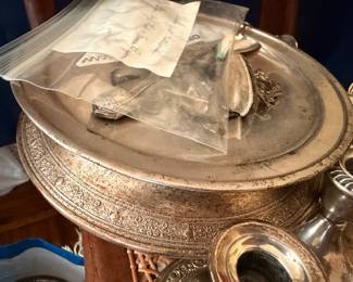 Silver Plate Chafing Dish Warming Server Ornate Handles Lid Vintage Entertaining Buffet Serving