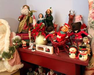 Christmas Figure Collection Santa Carolers Byers Choice Style Elf Pixie Reindeer Snowman Salt Pepper Shakers Holiday Decor Estate Lot Collectible