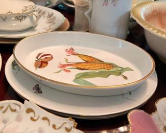 Hand Painted Porcelain Plate Corn Vegetable Motif Gold Trim Border Vintage Decorative China