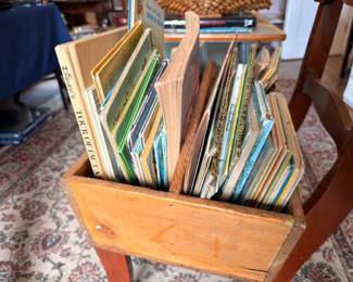 Vintage Wood Crate Box Childrens Books Picture Books Kids Reading Collection Lot